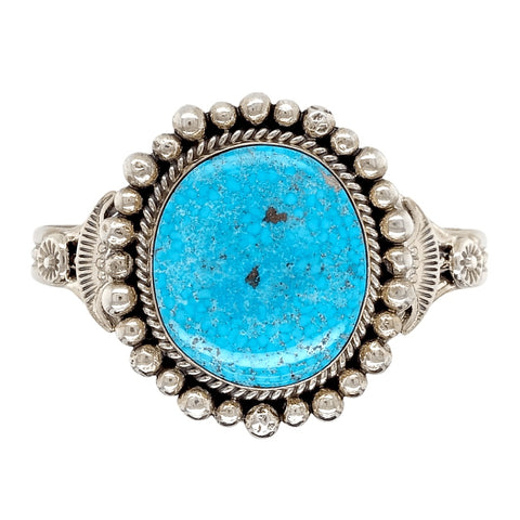Image of Native American Bracelet - Navajo Kingman Turquoise Rodeo Queen Embellished Bracelet - Mary Ann Spencer