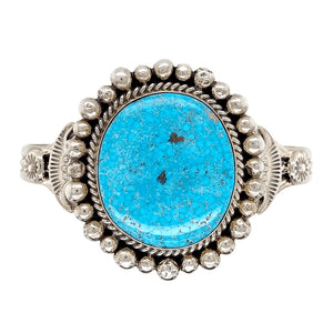 Native American Bracelet - Navajo Kingman Turquoise Rodeo Queen Embellished Bracelet - Mary Ann Spencer
