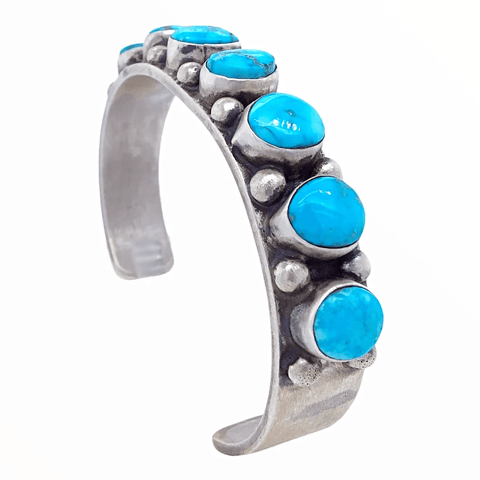 Image of Native American Bracelet - Navajo Kingman Turquoise Row Bracelet