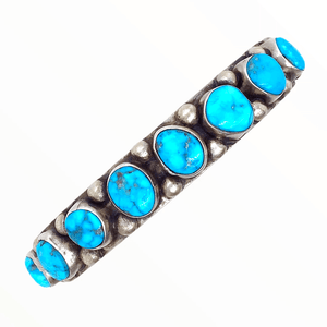 Native American Bracelet - Navajo Kingman Turquoise Row Bracelet