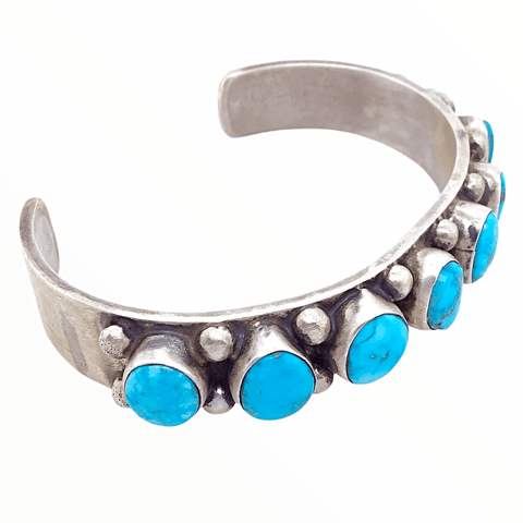 Image of Native American Bracelet - Navajo Kingman Turquoise Row Bracelet