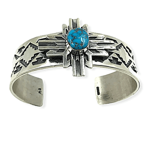 Native American Bracelet - Navajo Kingman Turquoise Zia Bracelet
