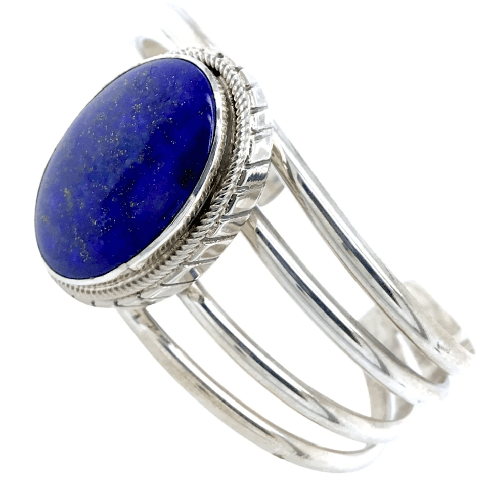 SOLD Navajo Lapis Lazuli Split Band Sterling Silver Bra.celet