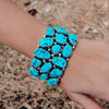 Native American Bracelet - Navajo Large Sleeping Beauty Turquoise Multi-Stone Cluster Cuff Bracelet - Native American