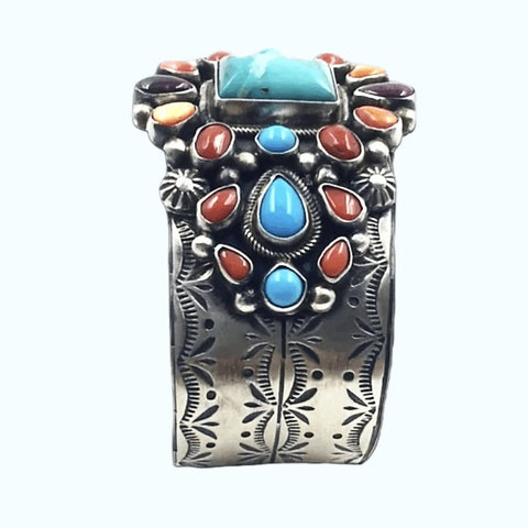 Image of Native American Bracelet - Navajo Multi-Color Bracelet Flower Design