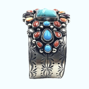 Native American Bracelet - Navajo Multi-Color Bracelet Flower Design
