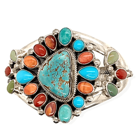 Image of Native American Bracelet - Navajo Multi-Stone Cluster Bracelet -Kathleen Chavez