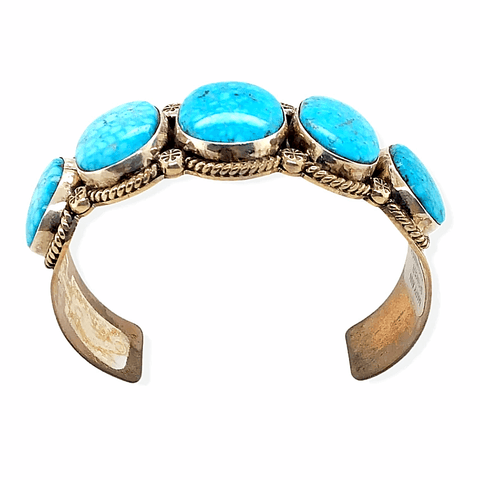 Image of Native American Bracelet - Navajo Multi-Stone Kingman Turquoise Bracelet - M. Spencer