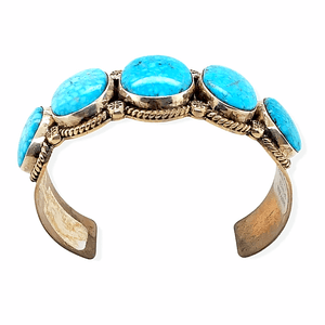 Native American Bracelet - Navajo Multi-Stone Kingman Turquoise Bracelet - M. Spencer