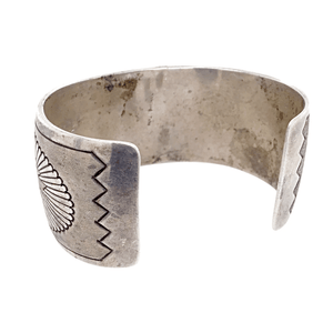 Native American Bracelet - Navajo Old Pawn Stamped Pawn Silver Cuff Bracelet