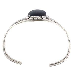 Native American Bracelet - Navajo Onyx Sterling Silver Cuff Bracelet - Calvin Spencer