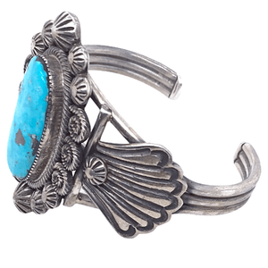 Native American Bracelet - Navajo Oval Embellished Turquoise Pawn Bracelet Kingman Turquoise