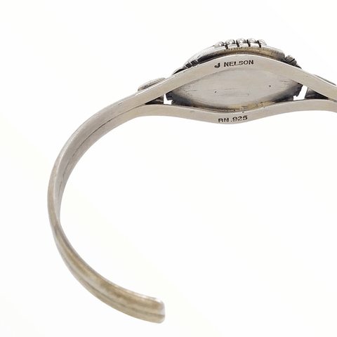 Image of Native American Bracelet - Navajo Oval White Buffalo Bracelet - J. Nelson