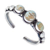 Native American Bracelet - Navajo Pale Dry Creek Turquoise Row Sterling Silver Drop Cuff Bracelet - Native American