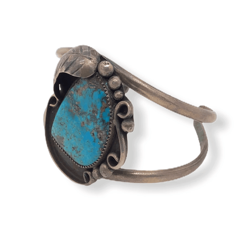 Image of Native American Bracelet - Navajo Pawn Kingman Turquoise Leaf Bracelet