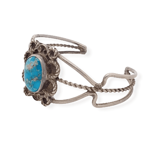 Native American Bracelet - Navajo Pawn Kingman Turquoise Twist Wire Bracelet