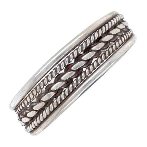 Image of Native American Bracelet - Navajo Pawn Princess Braid Embellished Silver Bracelet