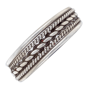 Native American Bracelet - Navajo Pawn Princess Braid Embellished Silver Bracelet