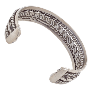 Native American Bracelet - Navajo Pawn Princess Braid Embellished Silver Bracelet