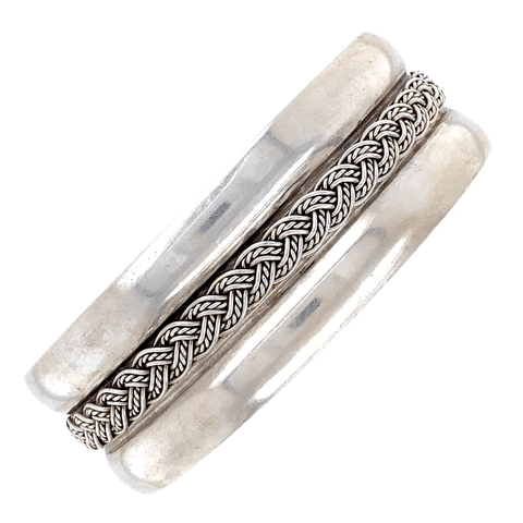 Image of Native American Bracelet - Navajo Pawn Princess Braid Embellished Sterling Silver Bracelet