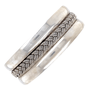 Native American Bracelet - Navajo Pawn Princess Braid Embellished Sterling Silver Bracelet