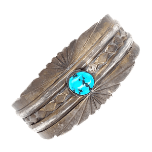 Native American Bracelet - Navajo Pawn Sun Burst Sky Turquoise Bracelet