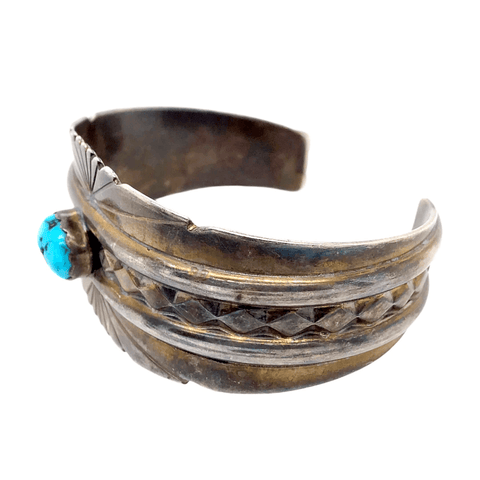 Image of Native American Bracelet - Navajo Pawn Sun Burst Sky Turquoise Bracelet