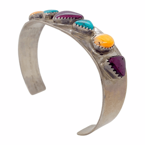 Native American Bracelet - Navajo Pawn Sweetheart Turquoise And Spiny Oyster Silver Cuff Bracelet