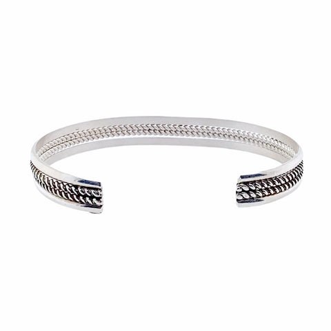 Image of Native American Bracelet - Navajo Petite Children's Small Sterling Silver Twist-wire Cuff Bracelet - Native American