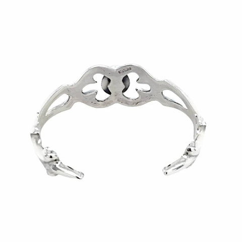 Image of Native American Bracelet - Navajo Petite Small White Buffalo Stone Casted Sterling Silver Bracelet - Native American