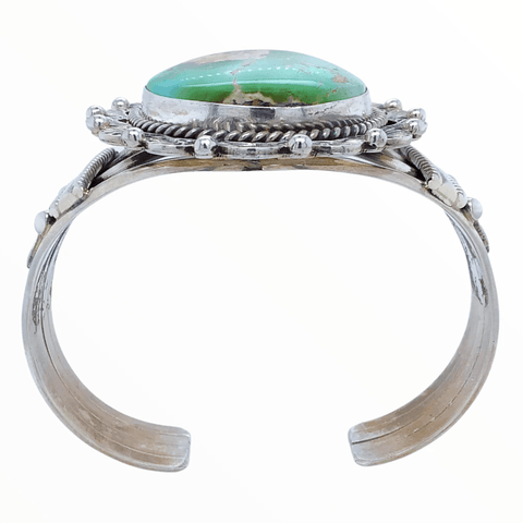 Image of Native American Bracelet - Navajo Royston Turquoise Bracelet With Embellished Silver Setting - Mary Ann Spencer