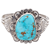 Native American Bracelet - Navajo Royston Turquoise Embellished Silver Bracelet - Mary Ann Spencer