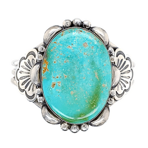 Native American Bracelet - Navajo Royston Turquoise Embellished Sterling Bracelet - Mary Ann Spencer