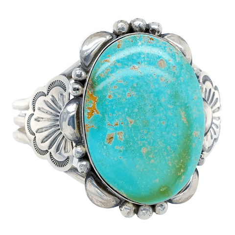Image of Native American Bracelet - Navajo Royston Turquoise Embellished Sterling Bracelet - Mary Ann Spencer