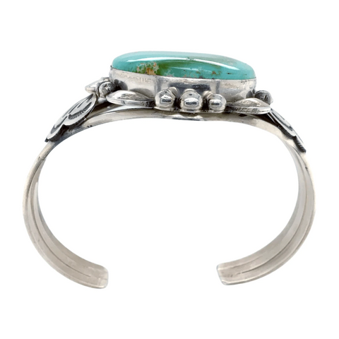 Image of Native American Bracelet - Navajo Royston Turquoise Embellished Sterling Bracelet - Mary Ann Spencer