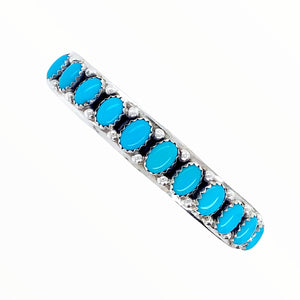 Native American Bracelet - Navajo Sleeping Beauty Turquoise Row Sterling Silver Cuff Bracelet - Paul Livingston - Native American