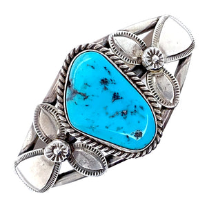 Native American Bracelet - Navajo Sleeping Beauty Turquoise Sterling Silver Bracelet - Mary Ann Spencer