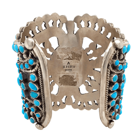 Image of Native American Bracelet - Navajo Sleeping Beauty Turquoise Sterling Silver Cuff Bracelet - A. Lister