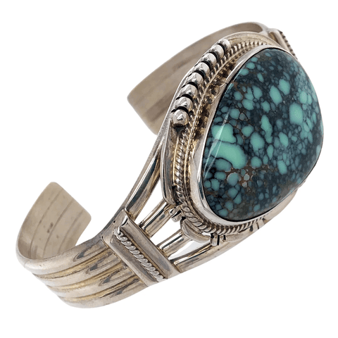 Image of Native American Bracelet - Navajo Spiderweb  Teardrop Turquoise Bracelet