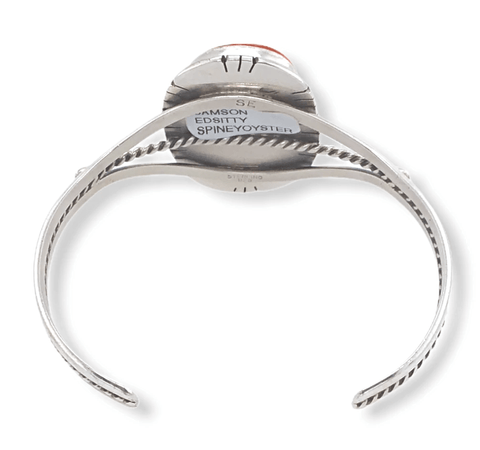 Image of Native American Bracelet - Navajo Spiny Oyster Bracelet With Silver Twist Embellishment - Samson Edsitty