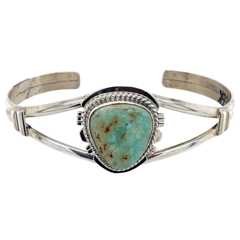 Image of Native American Bracelet - Navajo Sterling Silver And Dry Creek Turquoise Bracelet - Larson L. Lee