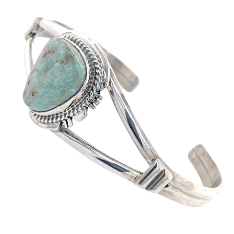 Native American Bracelet - Navajo Sterling Silver And Dry Creek Turquoise Bracelet - Larson L. Lee