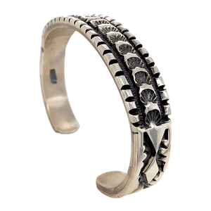 Native American Bracelet - Navajo Sterling Silver Crescent Moon Bracelet - L.T