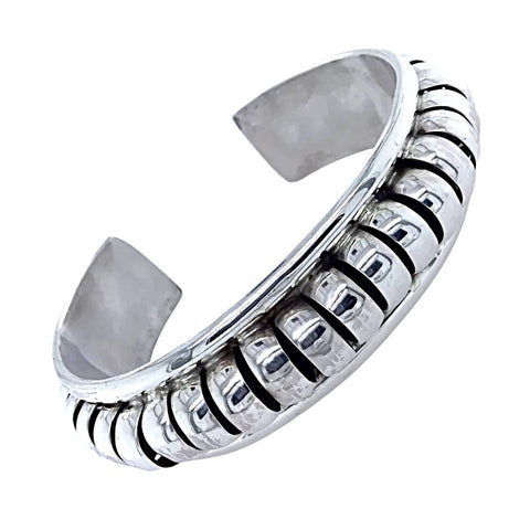 Image of Native American Bracelet - Navajo Sterling Silver Cuff Bracelet - M. Thomas Jr. - Native American