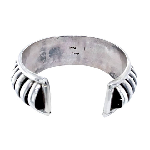 Image of Native American Bracelet - Navajo Sterling Silver Cuff Bracelet - Native American
