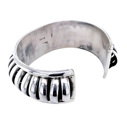 Image of Native American Bracelet - Navajo Sterling Silver Cuff Bracelet - Native American