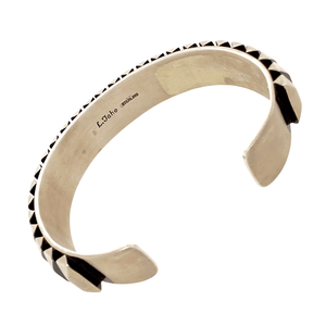 Native American Bracelet - Navajo Sterling Silver Stamped Bracelet - L,T