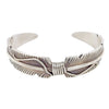 Native American Bracelet - Navajo Tapered Feather Oxidized Heavy Gauge Sterling Silver Cuff Bracelet - Chris Charley