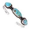 Native American Bracelet - Navajo Thin Band Dry Creek Turquoise Row Sterling Silver Cuff Bracelet - Bobby Johnson - Native American