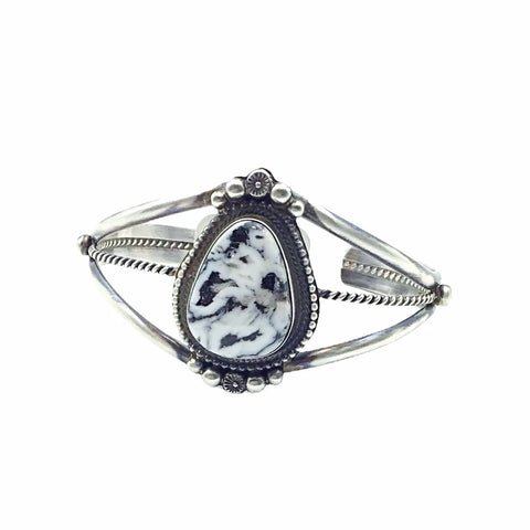 Image of Native American Bracelet - Navajo White Buffalo Sterling Silver Twist Wire Bracelet - Sheila Becenti - Native American